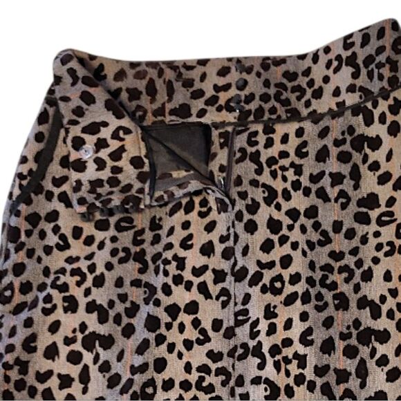 VTG Brown Leopard Velvet Textured High Waist Midi Pencil Skirt Size 6 - Picture 11 of 14